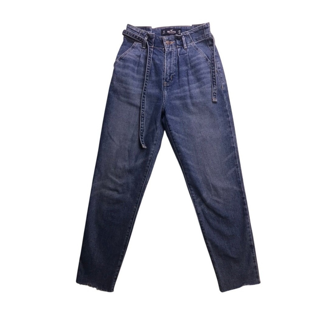 Hollister Ultra High-Rise Mom Jeans Womens 1R W25 L27 Blue  Raw Hem‎ Denim